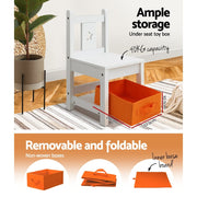 Danoz Kids - Keezi 3PCS Kids Table and Chairs Set Children Furniture Play Toys Storage Box - danozdirect