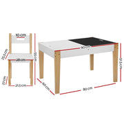 Danoz Kids - Keezi 3PCS Kids Table and Chairs Set Storage Toys Play Activity Desk Chalkboard - danozdirect