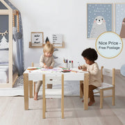 Danoz Kids - Keezi 3PCS Kids Table and Chairs Set Storage Toys Play Activity Desk Chalkboard - danozdirect