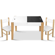 Danoz Kids - Keezi 3PCS Kids Table and Chairs Set Storage Toys Play Activity Desk Chalkboard - danozdirect