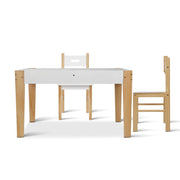 Danoz Kids - Keezi 3PCS Kids Table and Chairs Set Storage Toys Play Activity Desk Chalkboard - danozdirect