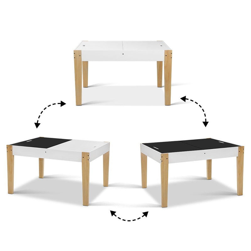 Danoz Kids - Keezi 3PCS Kids Table and Chairs Set Storage Toys Play Activity Desk Chalkboard - danozdirect