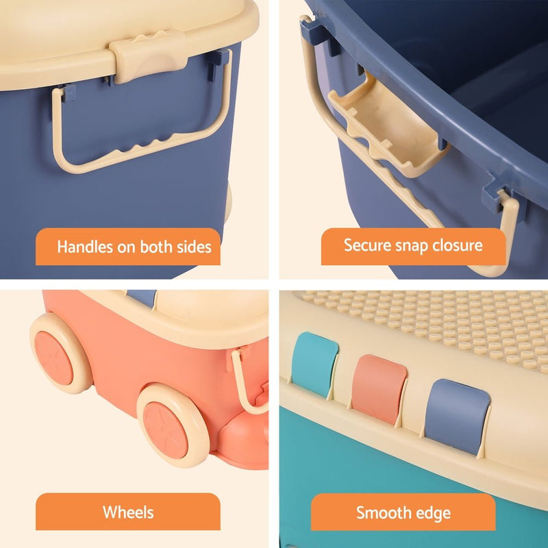 Danoz Kids - Keezi 3PCS Toy Storage Box Cute Car Toy Container Kids Toys Organiser Snack Boxes - danozdirect