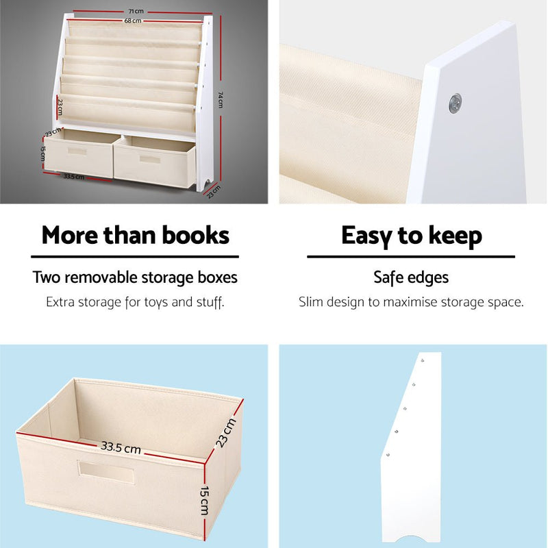 Danoz Kids - Keezi 4 Tiers Kids Bookshelf Magazine Rack Children Bookcase Organiser Drawer - danozdirect