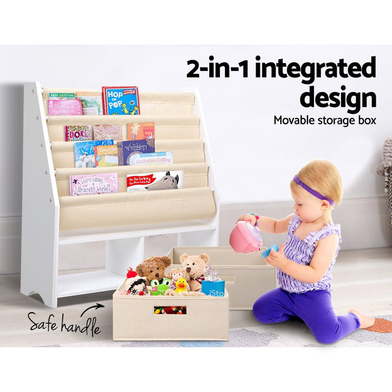 Danoz Kids - Keezi 4 Tiers Kids Bookshelf Magazine Rack Children Bookcase Organiser Drawer - danozdirect