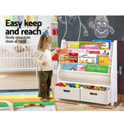 Danoz Kids - Keezi 4 Tiers Kids Bookshelf Magazine Rack Children Bookcase Organiser Drawer - danozdirect