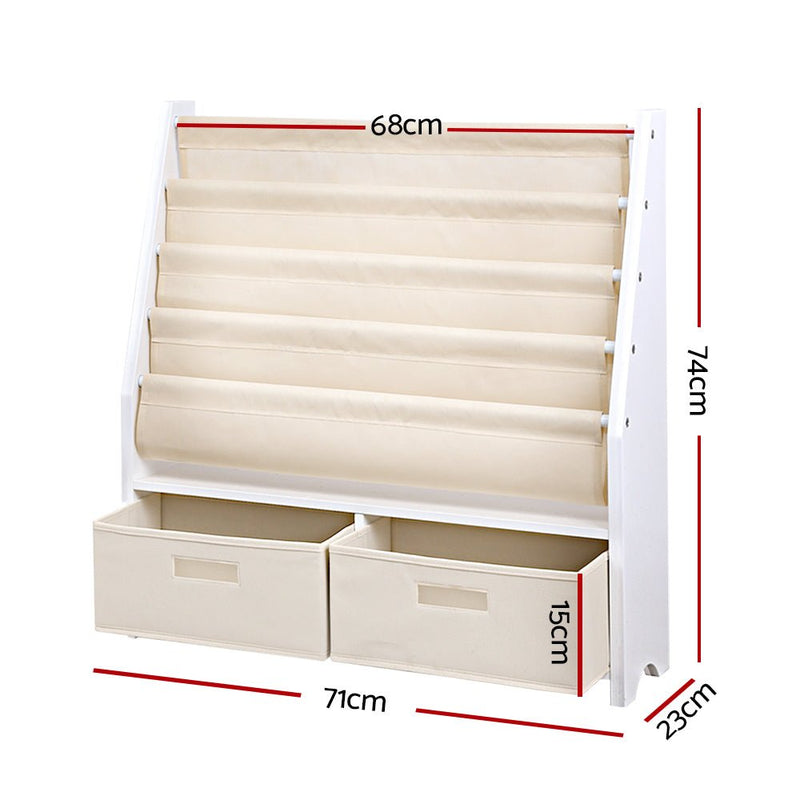 Danoz Kids - Keezi 4 Tiers Kids Bookshelf Magazine Rack Children Bookcase Organiser Drawer - danozdirect