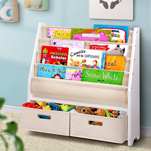 Danoz Kids - Keezi 4 Tiers Kids Bookshelf Magazine Rack Children Bookcase Organiser Drawer - danozdirect