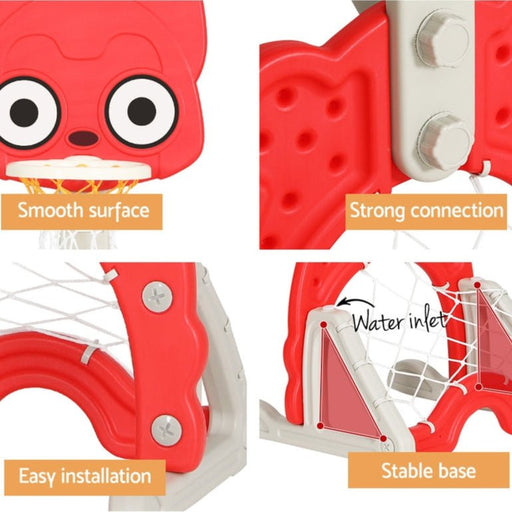 Danoz Kids - Keezi Kids Basketball Hoop Stand Adjustable 5 - in - 1 Sports Center Toys Set Red - danozdirect