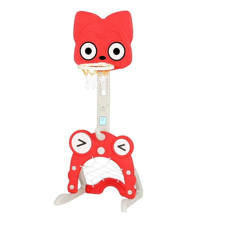 Danoz Kids - Keezi Kids Basketball Hoop Stand Adjustable 5 - in - 1 Sports Center Toys Set Red - danozdirect