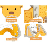 Danoz Kids - Keezi Kids Basketball Hoop Stand Adjustable 5 - in - 1 Sports Center Toys Set Yellow - danozdirect