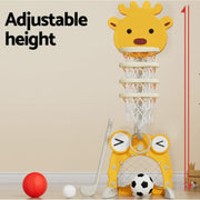Danoz Kids - Keezi Kids Basketball Hoop Stand Adjustable 5 - in - 1 Sports Center Toys Set Yellow - danozdirect