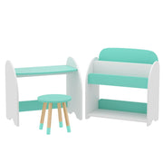 Danoz Kids - Keezi Kids Bookshelf 2 In 1 Table Chair Set Bookcase Toys Shelves Children Organiser - danozdirect