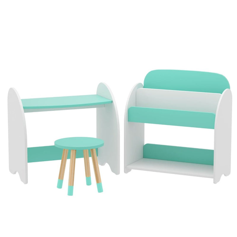 Danoz Kids - Keezi Kids Bookshelf 2 In 1 Table Chair Set Bookcase Toys Shelves Children Organiser - danozdirect