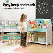 Danoz Kids - Keezi Kids Bookshelf 2 In 1 Table Chair Set Bookcase Toys Shelves Children Organiser - danozdirect