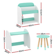 Danoz Kids - Keezi Kids Bookshelf 2 In 1 Table Chair Set Bookcase Toys Shelves Children Organiser - danozdirect