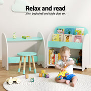 Danoz Kids - Keezi Kids Bookshelf 2 In 1 Table Chair Set Bookcase Toys Shelves Children Organiser - danozdirect