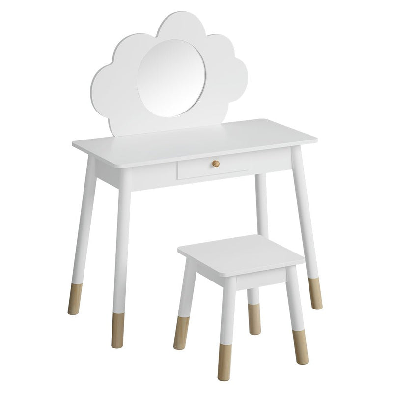 Danoz Kids - Keezi Kids Dressing Table Chair Set Vanity Makeup Wooden Leg Mirror Drawer - danozdirect