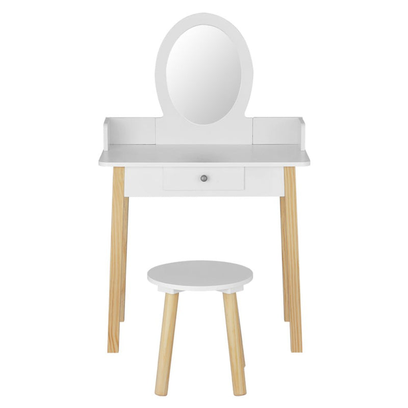 Danoz Kids - Keezi Kids Dressing Table Chair Set Wooden Leg Vanity Makeup Drawer Mirror - danozdirect