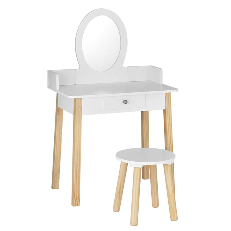 Danoz Kids - Keezi Kids Dressing Table Chair Set Wooden Leg Vanity Makeup Drawer Mirror - danozdirect