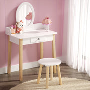 Danoz Kids - Keezi Kids Dressing Table Chair Set Wooden Leg Vanity Makeup Drawer Mirror - danozdirect