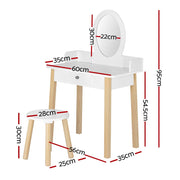 Danoz Kids - Keezi Kids Dressing Table Chair Set Wooden Leg Vanity Makeup Drawer Mirror - danozdirect
