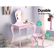 Danoz Kids - Keezi Kids Dressing Table Stool Set Vanity Mirror Princess Children Makeup Pink - danozdirect