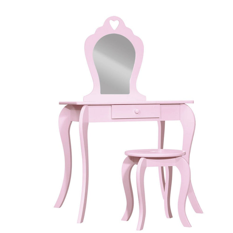 Danoz Kids - Keezi Kids Dressing Table Stool Set Vanity Mirror Princess Children Makeup Pink - danozdirect