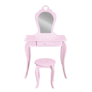 Danoz Kids - Keezi Kids Dressing Table Stool Set Vanity Mirror Princess Children Makeup Pink - danozdirect