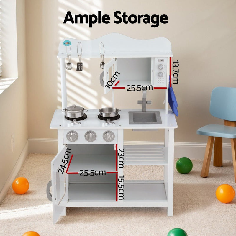 Danoz Kids - Keezi Kids Kitchen Play Set Wooden Pretend Toys Cooking Children Cookware Food - danozdirect