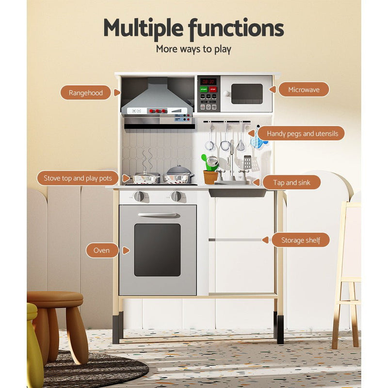 Danoz Kids - Keezi Kids Kitchen Play Set Wooden Pretend Toys Cooking Children Cookware Sink - danozdirect