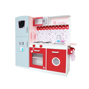 Danoz Kids - Keezi Kids Kitchen Play Set Wooden Pretend Toys Cooking Children Fridge Oven Red - danozdirect