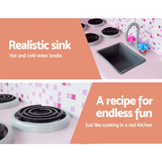 Danoz Kids - Keezi Kids Kitchen Play Set Wooden Pretend Toys Cooking Children Fridge Oven Red - danozdirect