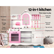 Danoz Kids - Keezi Kids Kitchen Play Set Wooden Pretend Toys Cooking Children Storage Cabinet - danozdirect