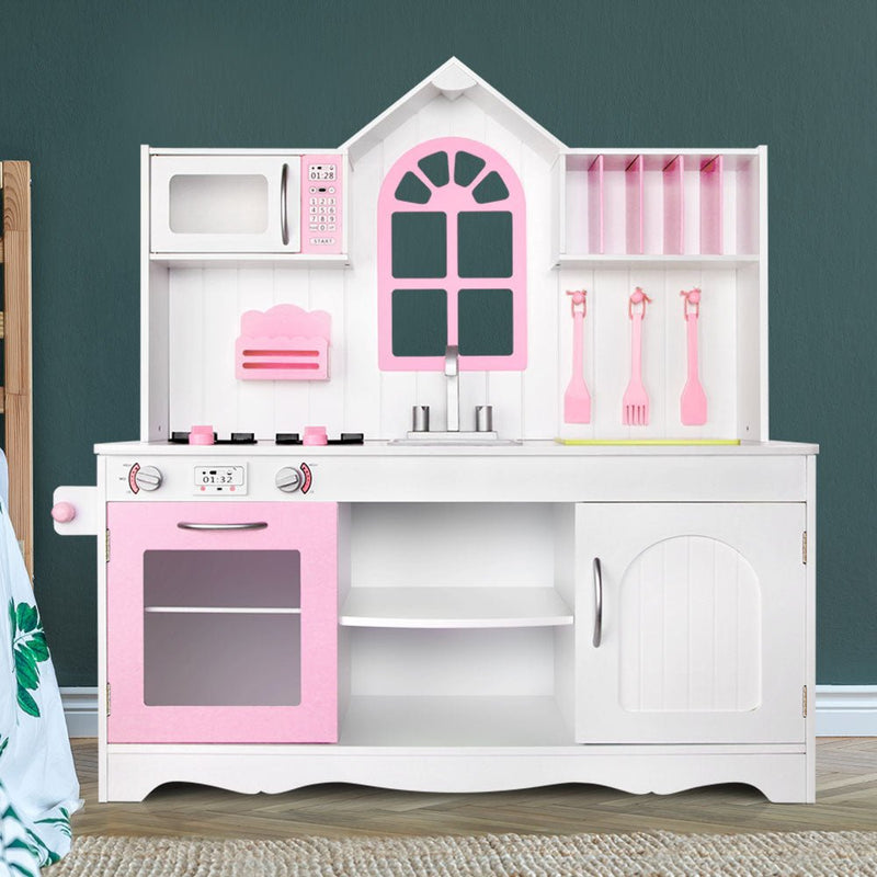 Danoz Kids - Keezi Kids Kitchen Play Set Wooden Pretend Toys Cooking Children Storage Cabinet - danozdirect