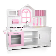 Danoz Kids - Keezi Kids Kitchen Play Set Wooden Pretend Toys Cooking Children Storage Cabinet - danozdirect