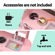 Danoz Kids - Keezi Kids Kitchen Play Set Wooden Pretend Toys Cooking Children Storage Pink - danozdirect