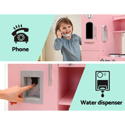 Danoz Kids - Keezi Kids Kitchen Play Set Wooden Pretend Toys Cooking Children Storage Pink - danozdirect