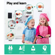 Danoz Kids - Keezi Kids Kitchen Play Set Wooden Pretend Toys Cooking Children Storage White - danozdirect