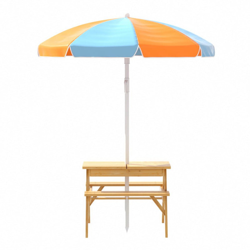 Danoz Kids - Keezi Kids Outdoor Table and Chairs Picnic Bench Umbrella Set Water Sand Pit Box - danozdirect
