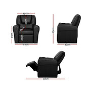 Danoz Kids - Keezi Kids Recliner Chair PU Leather Sofa Lounge Couch Children Armchair Black - danozdirect