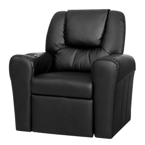 Danoz Kids - Keezi Kids Recliner Chair PU Leather Sofa Lounge Couch Children Armchair Black - danozdirect