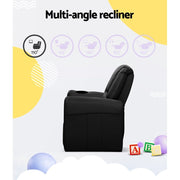 Danoz Kids - Keezi Kids Recliner Chair PU Leather Sofa Lounge Couch Children Armchair Black - danozdirect