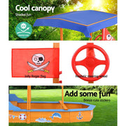 Danoz Kids - Keezi Kids Sandpit Wooden Boat Sand Pit with Canopy Bench Seat Beach Toys 150cm - danozdirect