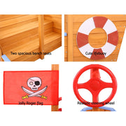 Danoz Kids - Keezi Kids Sandpit Wooden Boat Sand Pit with Canopy Bench Seat Beach Toys 165cm - danozdirect