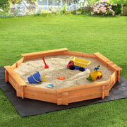 Danoz Kids - Keezi Kids Sandpit Wooden Round Sand Pit with Cover Bench Seat Beach Toys 182cm - danozdirect
