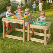 Danoz Kids - Keezi Kids Sandpit Wooden Sandbox Sand Pit Water Table Outdoor Toys 101cm - danozdirect