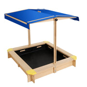 Danoz Kids - Keezi Kids Sandpit Wooden Sandbox Sand Pit with Canopy Bench Seat Toys 101cm - danozdirect