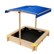Danoz Kids - Keezi Kids Sandpit Wooden Sandbox Sand Pit with Canopy Bench Seat Toys 101cm - danozdirect