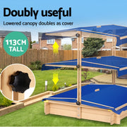 Danoz Kids - Keezi Kids Sandpit Wooden Sandbox Sand Pit with Canopy Bench Seat Toys 101cm - danozdirect